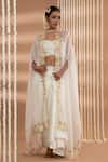 Shop_Show Shaa_Ivory Skirt And Blouse Nirvana Arohi Placement Cape & Draped Set _Online_at_Aza_Fashions