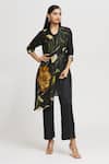 Buy Whimsical By Shica Black Organza, Satin Beads V-neck Floral Print Single-flap Jumpsuit at Aza Fashions Buy_Whimsical By Shica_Black Organza, Satin Beads V-neck Floral Print Single-flap Jumpsuit _at_Aza_Fashions