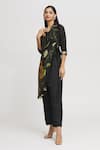 Buy Whimsical By Shica Black Organza, Satin Beads V-neck Floral Print Single-flap Jumpsuit Online at Aza Fashions Buy_Whimsical By Shica_Black Organza, Satin Beads V-neck Floral Print Single-flap Jumpsuit _Online_at_Aza_Fashions