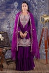 Buy_BAIDEHI_Purple Silk, Organza, Georgette Gota Patti, Resham And Work Kurta Sharara Set _at_Aza_Fashions
