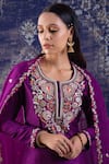 BAIDEHI_Purple Silk, Organza, Georgette Gota Patti, Resham And Work Kurta Sharara Set _Online_at_Aza_Fashions