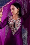 Buy_BAIDEHI_Purple Silk, Organza, Georgette Gota Patti, Resham And Work Kurta Sharara Set _Online_at_Aza_Fashions