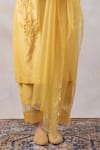 BAIDEHI_Yellow Chanderi Silk, Organza Sequins, Cut Work, Beads Embroidered Kurta Set _Online_at_Aza_Fashions