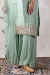Buy_Baidehi_Green Net, Georgette, Bamboo Gota Patti, Hand Straight Kurta Sharara Set _Online_at_Aza_Fashions