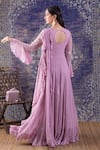 Shop_BAIDEHI_Purple Georgette Lily Bloom Jaal Embroidery Round Neck Maxi Gown _at_Aza_Fashions