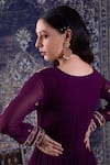 Shop_BAIDEHI_Purple Georgette Embroidery Round Neck Persian Jaal Anarkali _Online_at_Aza_Fashions