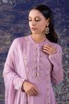 BAIDEHI_Purple Georgette Sequins, Pearls Plumeria Embroidered Anarkali With Dupatta _Online_at_Aza_Fashions