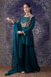 Buy_BAIDEHI_Green Georgette, Organza, Silk Sequins, Diamonds, Florence Kurta Sharara Set _at_Aza_Fashions