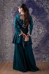 Shop_BAIDEHI_Green Georgette, Organza, Silk Sequins, Diamonds, Florence Kurta Sharara Set _at_Aza_Fashions
