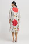 Shop_Whimsical By Shica_Grey Organza, Satin V-neck Garden Print Dress _at_Aza_Fashions