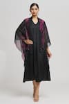 Buy_Whimsical By Shica_Black Organza Beads, Embroidery V-, Open Dress With Tie Dye Jacket _at_Aza_Fashions
