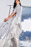 Shop_Style Junkiie_Silver Georgette Lame Open Fringed High Low Jacket  _Online_at_Aza_Fashions