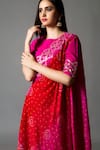 Shop_Pink City by Sarika_Pink Kurta And Pant Silk Linen Matka Dupatta Georgette Embroidered Dhoti Set _at_Aza_Fashions