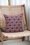 Buy_Khaabka_Brown Cotton Linen Floral Falak Nocturnal Embroidered Cushion Covers - 2 Pcs _at_Aza_Fashions