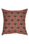 Shop_Khaabka_Brown Cotton Linen Floral Falak Nocturnal Embroidered Cushion Covers - 2 Pcs _at_Aza_Fashions