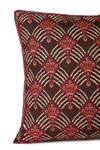 Khaabka_Brown Cotton Linen Floral Falak Nocturnal Embroidered Cushion Covers - 2 Pcs _Online_at_Aza_Fashions