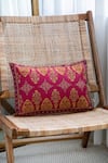 Buy_Khaabka_Maroon Cotton Linen Gul Ornamental Resham Embroidered Cushion Covers - 2 Pcs _at_Aza_Fashions