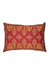 Shop_Khaabka_Maroon Cotton Linen Gul Ornamental Resham Embroidered Cushion Covers - 2 Pcs _at_Aza_Fashions