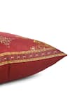 Shop_Khaabka_Maroon Cotton Linen Gul Ornamental Resham Embroidered Cushion Covers - 2 Pcs _Online_at_Aza_Fashions