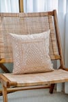 Buy_Khaabka_Cream Cotton Linen Thread Mehr Embroidered Cushion Covers - 2 Pcs _at_Aza_Fashions