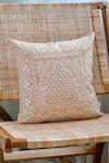 Khaabka_Cream Cotton Linen Thread Mehr Embroidered Cushion Covers - 2 Pcs _Online_at_Aza_Fashions