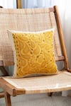 Buy_Khaabka_Yellow Cotton Linen Paisley Mehr And Dori Embroidered Cushion Covers - 2 Pcs _at_Aza_Fashions