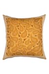 Shop_Khaabka_Yellow Cotton Linen Paisley Mehr And Dori Embroidered Cushion Covers - 2 Pcs _at_Aza_Fashions