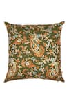 Shop_Khaabka_Green Chanderi Silk Paisley Shaakh Embroidered Cushion Covers - 2 Pcs _at_Aza_Fashions