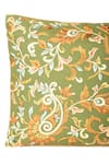 Khaabka_Green Chanderi Silk Traditional Paisley Cushion On Shaakh Work Covers - 2 Pcs_Online_at_Aza_Fashions