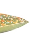 Shop_Khaabka_Green Chanderi Silk Traditional Paisley Cushion On Shaakh Work Covers - 2 Pcs_Online_at_Aza_Fashions