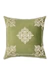 Shop_Khaabka_Green Velvet Floral Shaakh Embroidered Cushion Covers - 2 Pcs _at_Aza_Fashions