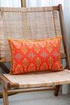 Buy_Khaabka_Orange Cotton Linen Thread Seher Embroidered Cushion Covers - 2 Pcs _at_Aza_Fashions