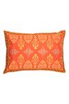 Shop_Khaabka_Orange Cotton Linen Thread Seher Embroidered Cushion Covers - 2 Pcs _at_Aza_Fashions