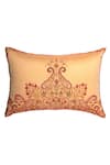 Shop_Khaabka_Beige Chanderi Silk Resham Seher Paisley And Embroidered Cushion Covers - 2 Pcs _at_Aza_Fashions