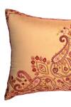 Shop_Khaabka_Beige Chanderi Silk Resham Seher Paisley And Embroidered Cushion Covers - 2 Pcs _Online_at_Aza_Fashions