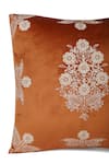 Khaabka_Orange Velvet Floral Seher And Dori Embroidered Cushion Covers - 2 Pcs _Online_at_Aza_Fashions