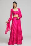 Buy_Kalakaari By Sagarika_Pink Cotton Silk Bloom Motif Print Square Neck Lehenga Blouse Set _Online_at_Aza_Fashions