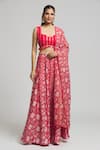 Buy_Kalakaari By Sagarika_Red Cotton Silk Rafflesia Bloom Print Lehenga Blouse Set (For Kids)_at_Aza_Fashions