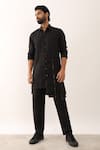 Buy_Son of A Noble Snob_Black 100% Linen Solid Yatin Long Shirt With Pant  _at_Aza_Fashions