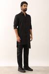 Buy_Son of A Noble Snob_Black 100% Linen Solid Yatin Long Shirt With Pant  _Online_at_Aza_Fashions