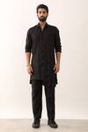 Shop_Son of A Noble Snob_Black 100% Linen Solid Yatin Long Shirt With Pant  _Online_at_Aza_Fashions