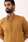 Buy_Son of A Noble Snob_Yellow 100% Linen Plain Viraj Straight Solid Kurta And Pant Set _Online_at_Aza_Fashions