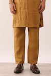 Son of A Noble Snob_Yellow 100% Linen Plain Viraj Straight Solid Kurta And Pant Set _at_Aza_Fashions