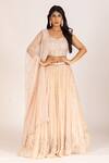 Buy_KRINA PATEL_Cream Organza Embroidery Sequin V Neck Work Lehenga Set  _at_Aza_Fashions