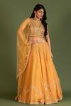 Buy_KRINA PATEL_Yellow Organza Embroidery Sequin Round Geometric Lehenga Set  _at_Aza_Fashions