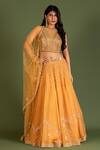 KRINA PATEL_Yellow Organza Embroidery Sequin Round Geometric Lehenga Set  _Online_at_Aza_Fashions