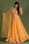 Buy_KRINA PATEL_Yellow Organza Embroidery Sequin Round Geometric Lehenga Set  _Online_at_Aza_Fashions