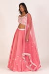 KRINA PATEL_Pink Zari Tissue Mirror Embroidery Petunia Bloom Lehenga Blouse Set  _Online_at_Aza_Fashions