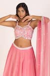 Shop_KRINA PATEL_Pink Zari Tissue Mirror Embroidery Sweetheart Petunia Bloom Lehenga Blouse Set _Online_at_Aza_Fashions