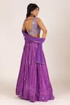 Shop_KRINA PATEL_Purple Linen Satin Sequins Embroidery V Encrusted Blouse Lehenga Set _at_Aza_Fashions